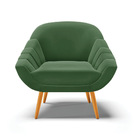 Kit 02 Poltronas Giovana Suede Verde Pés Palito Castanho D03