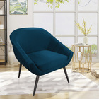 Kit 02 Poltronas Giovana Veludo Azul Marinho Pés Palito De Fe