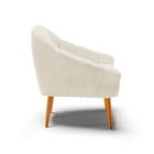 Kit 02 Poltronas Giovana Veludo Bege Pés Palito Castanho D03