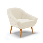 Kit 02 Poltronas Giovana Veludo Bege Pés Palito Castanho D03