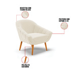 Kit 02 Poltronas Giovana Veludo Bege Pés Palito Castanho D03