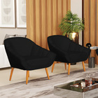 Kit 02 Poltronas Giovana Veludo Luxo Pés Palito Castanho - In