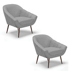 Kit 02 Poltronas Giovana Veludo Luxo Pés Palito De Ferro - D'