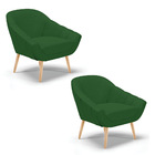 Kit 02 Poltronas Giovana Veludo Luxo Verde A136 Pés Palito Na
