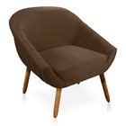Kit 02 Poltronas Giovana Veludo Marrom Pés Palito Castanho -