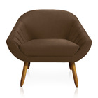 Kit 02 Poltronas Giovana Veludo Marrom Pés Palito Castanho -