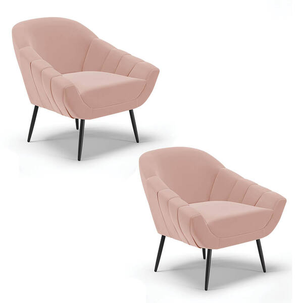 Kit 02 Poltronas Giovana Veludo Pés Palito De Ferro D03 - D'r