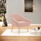 Kit 02 Poltronas Giovana Veludo Pés Palito Natural D03 - D'ro