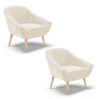 Kit 02 Poltronas Giovana Veludo Pés Palito Natural D03 - D'ro