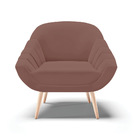 Kit 02 Poltronas Giovana Veludo Pés Palito Natural - D'rossi