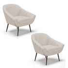 Kit 02 Poltronas Giovana Veludo Prata A130 Luxo Pés Palito De