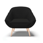 Kit 02 Poltronas Giovana Veludo Preto A81 Luxo Pés Palito Nat