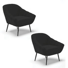 Kit 02 Poltronas Giovana Veludo Preto Pés Palito De Ferro D03