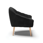 Kit 02 Poltronas Giovana Veludo Preto Pés Palito Natural D03