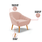 Kit 02 Poltronas Giovana Veludo Rosê Pés Palito Castanho D03