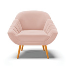 Kit 02 Poltronas Giovana Veludo Rosê Pés Palito Castanho D03