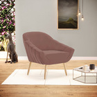 Kit 02 Poltronas Giovana Veludo Rosê Pés Palito Natural - D'r