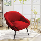 Kit 02 Poltronas Giovana Veludo Vermelho Pés Palito De Ferro