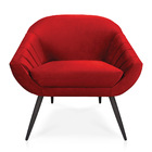 Kit 02 Poltronas Giovana Veludo Vermelho Pés Palito De Ferro