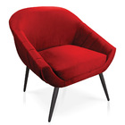 Kit 02 Poltronas Giovana Veludo Vermelho Pés Palito De Ferro