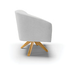 Kit 02 Poltronas Giratóra Stella Linho Cinza Claro A05 Base M