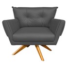 Kit 02 Poltronas Giratória  Anitta Corino Base Madeira Ma30 D