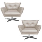 Kit 02 Poltronas Giratória Anitta Corino Base Estrela Cromada