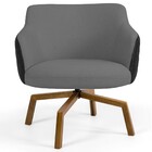 Kit 02 Poltronas Giratória Base Ka Jade D02 Linho Cinza C-416