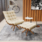 Kit 02 Poltronas Giratória Costela Linho Base Madeira Ma25 -