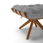 Kit 02 Poltronas Giratória Costela Linho Base Madeira Ma30 -