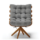 Kit 02 Poltronas Giratória Costela Linho Base Madeira Ma30 -