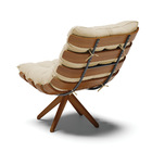 Kit 02 Poltronas Giratória Costela Linho Base Madeira Ma30 -