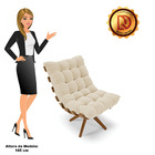 Kit 02 Poltronas Giratória Costela Linho Base Madeira Ma30 -