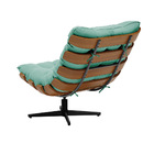 Kit 02 Poltronas Giratória Costela Suede Azul Turquesa Base M