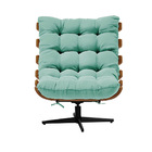 Kit 02 Poltronas Giratória Costela Suede Azul Turquesa Base M