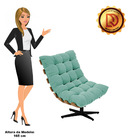 Kit 02 Poltronas Giratória Costela Suede Azul Turquesa Base M