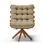 Kit 02 Poltronas Giratória Costela Suede Base Madeira Ma30 -