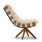 Kit 02 Poltronas Giratória Costela Suede Base Madeira Ma30 -