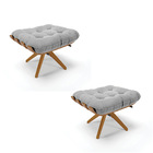 Kit 02 Poltronas Giratória Costela Suede Base Madeira Ma30 -