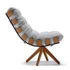 Kit 02 Poltronas Giratória Costela Suede Base Madeira Ma30 -