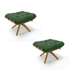 Kit 02 Poltronas Giratória Costela Suede Base Madeira Ma30 -