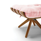 Kit 02 Poltronas Giratória Costela Suede Base Madeira Ma30 -