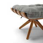 Kit 02 Poltronas Giratória Costela Suede Base Madeira Ma30 -