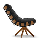 Kit 02 Poltronas Giratória Costela Suede Base Madeira Ma30 -