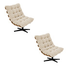 Kit 02 Poltronas Giratória Costela Suede Base Metálica Preto