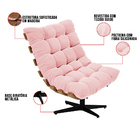 Kit 02 Poltronas Giratória Costela Suede Rosa Bebê Base Girat