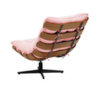 Kit 02 Poltronas Giratória Costela Suede Rosa Bebê Base Girat