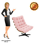 Kit 02 Poltronas Giratória Costela Suede Rosa Bebê Base Girat