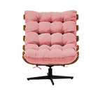 Kit 02 Poltronas Giratória Costela Suede Rosê Base Giratória