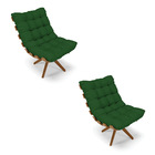 Kit 02 Poltronas Giratória Costela Veludo Luxo Base Madeira M